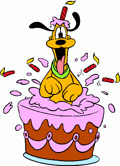 Pluto saliendo de una tarta